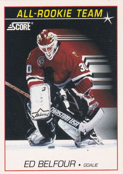 insert karta ED BELFOUR 91-92 Score All-Rookie Team číslo 348